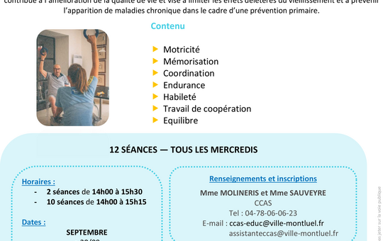 SENIORS - ATELIER ACTIVITES PHYSIQUES ADAPTEES
