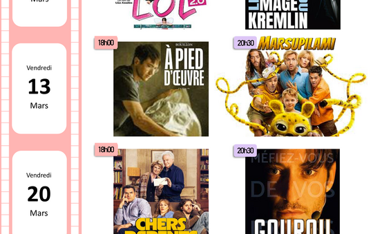 Cinéma - Programme du mois de mars 2026